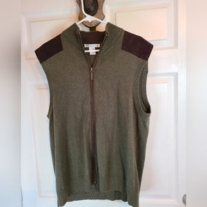 Geoffrey Beene Men's Classic Sleeveless full zip Vest, Size: Large Color: Green